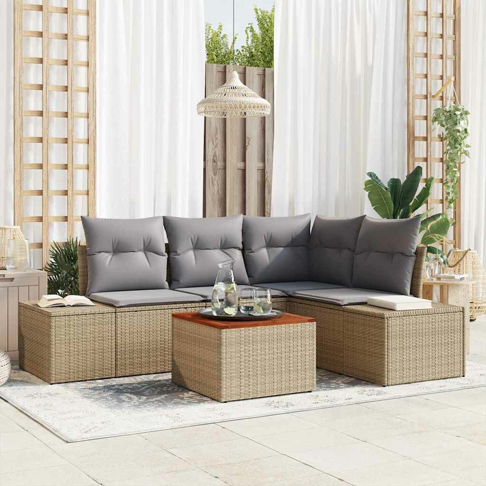 Ensemble de canapé de jardin 5 pcs beige et gris clair