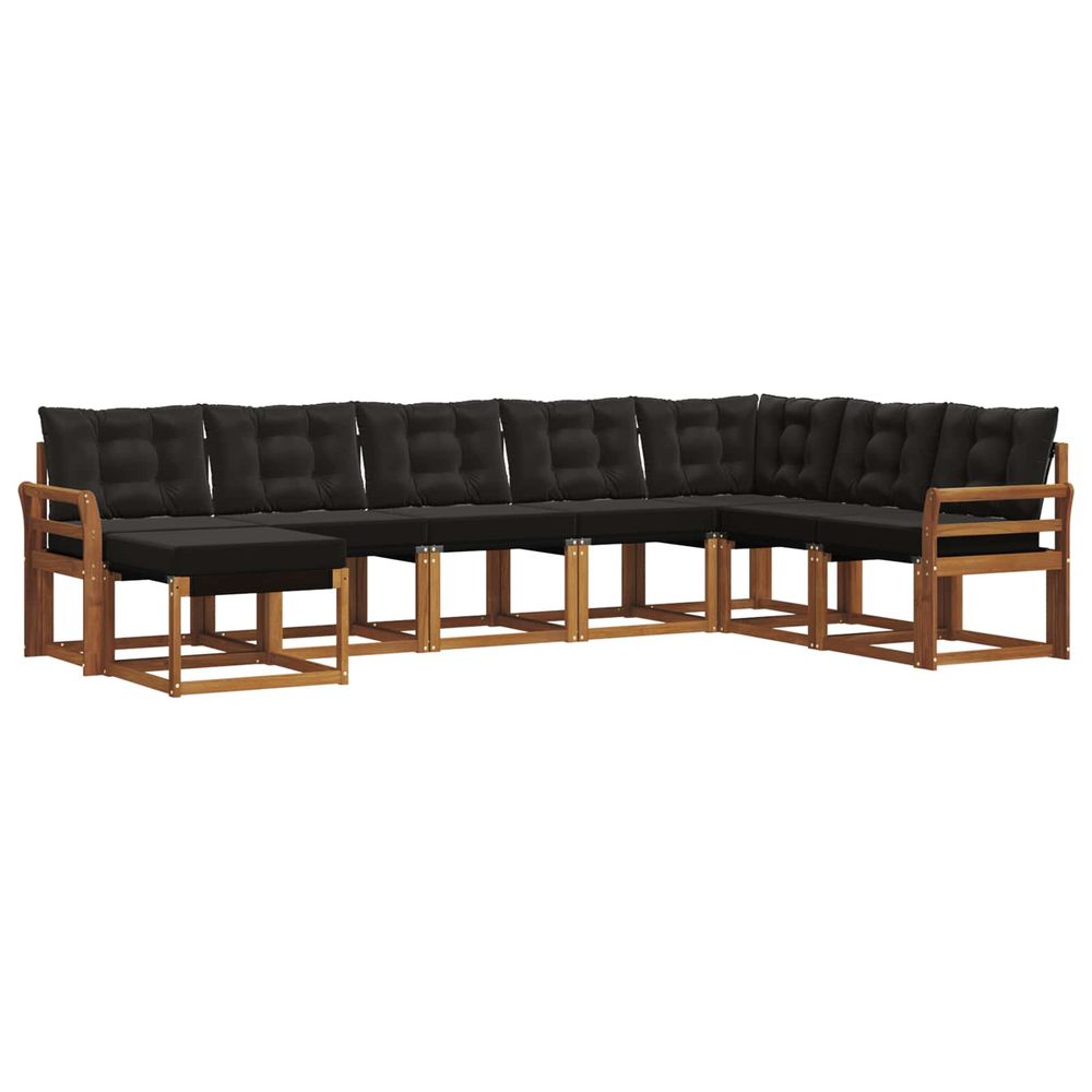 Ensemble de canapés d'extérieur 8 pc naturel et noir