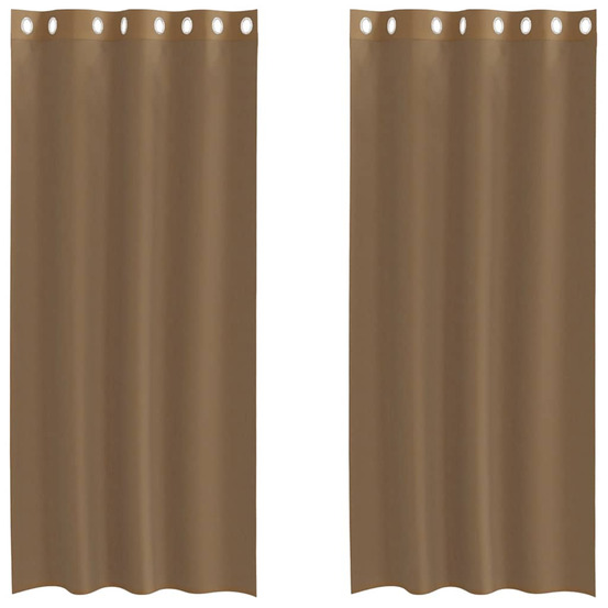 Rideaux en voile avec œillets 2 pcs marron clair