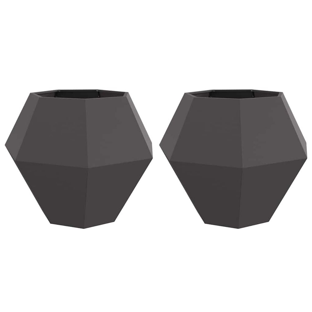 Jardinière d'extérieur 2 pc noir 100 x 100 x 80 cm acier