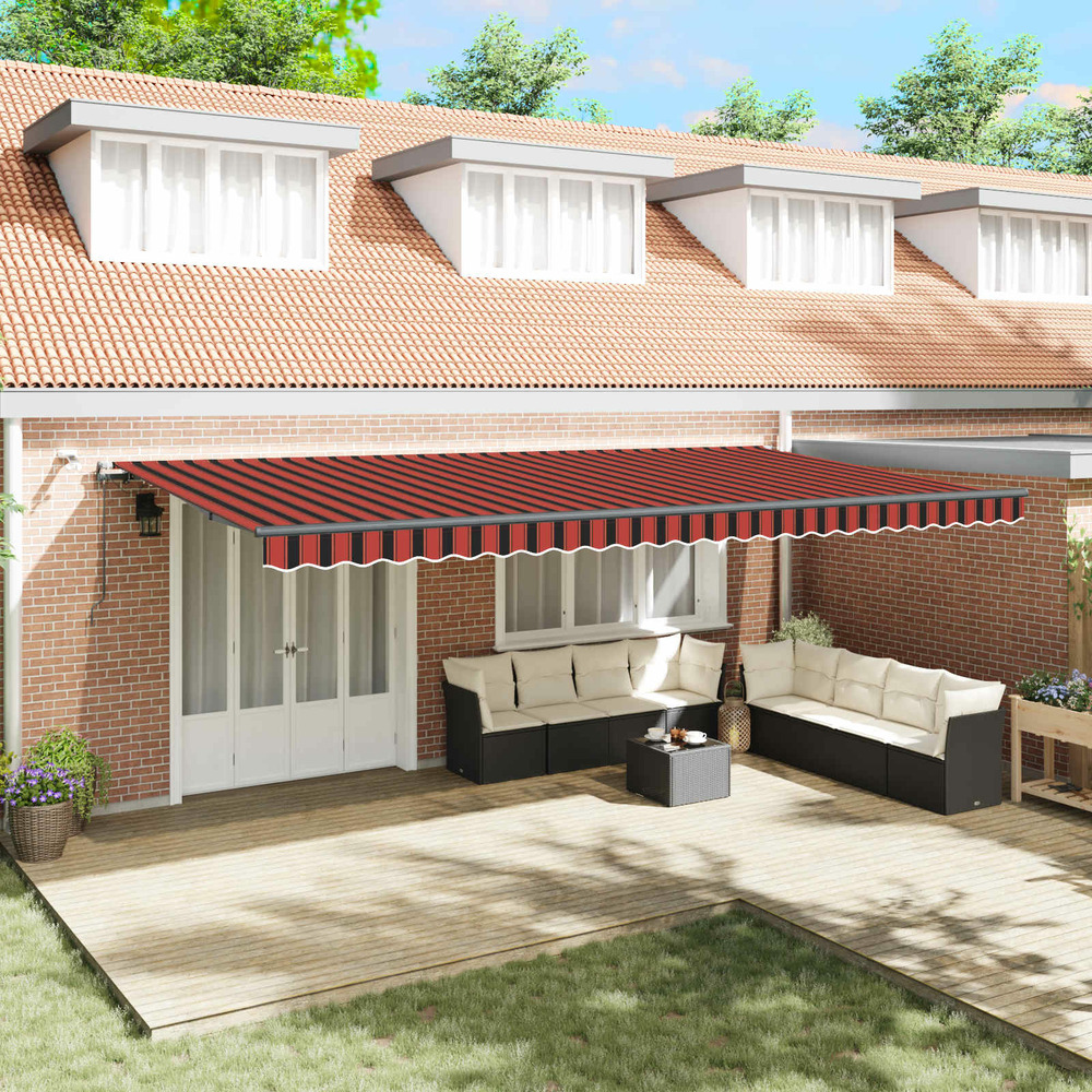 Tissu de auvent avec orange et marron 600 × 300 cm polyester