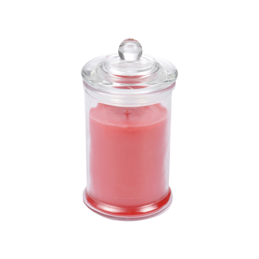 Bougie bocal en verre fraise