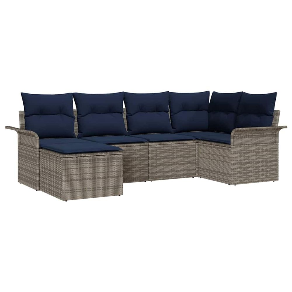 Ensemble de canapé de jardin 6 pc gris polyrotin