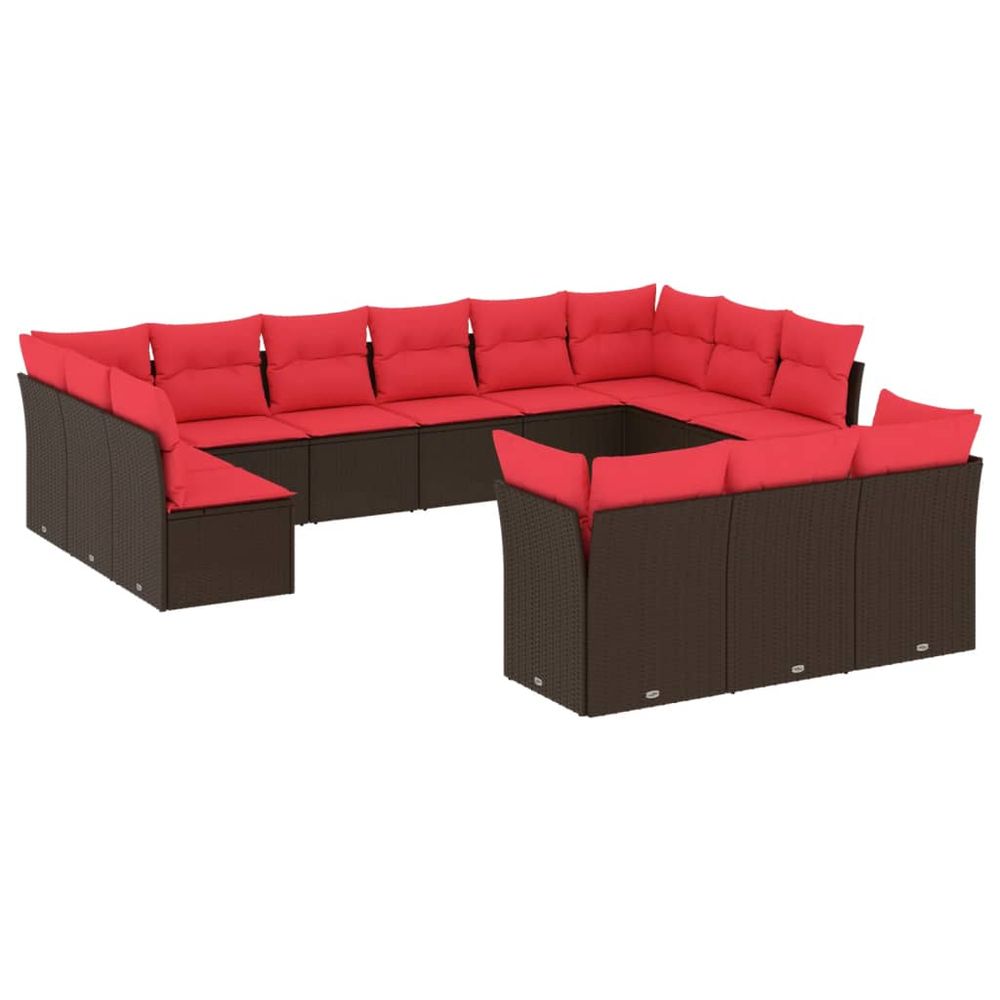 Ensemble de canapé de jardin 13 pcs avec coussins marron