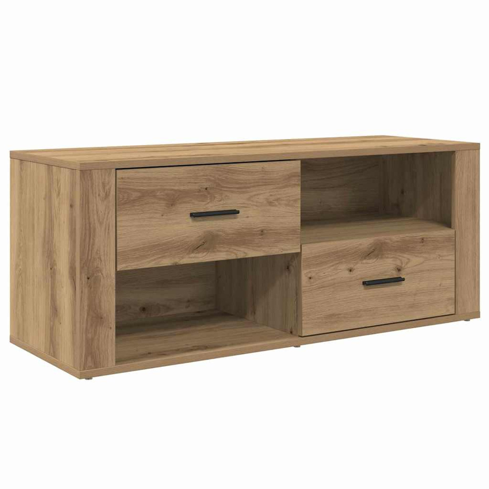 Meuble tv chêne artisanal 100 x 35 x 40 cm bois d'ingénierie