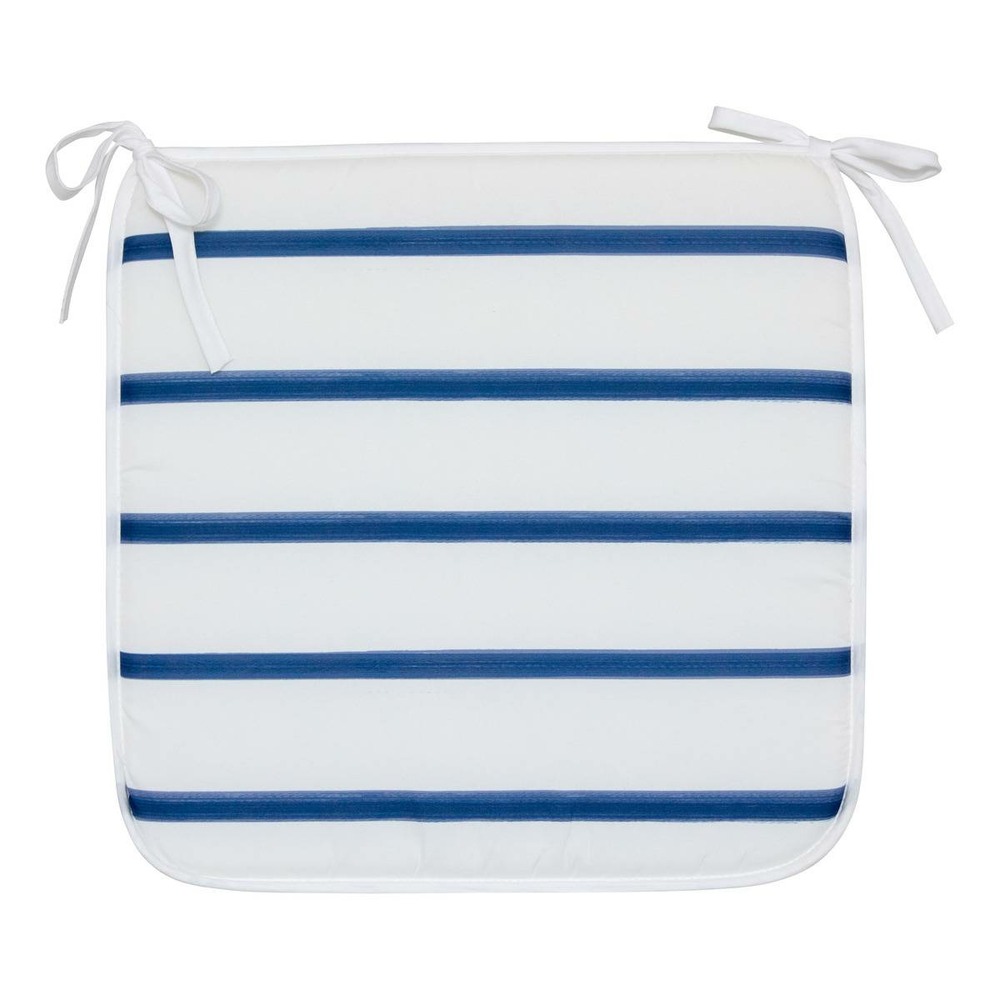 Galette de chaise oceania 39x39cm rayée bleu et blanc