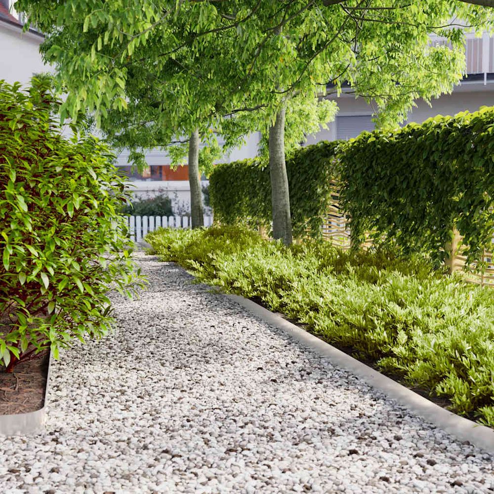 Bordure jardin acier inoxydable délimitation pelouse chemins 103x10cm argent