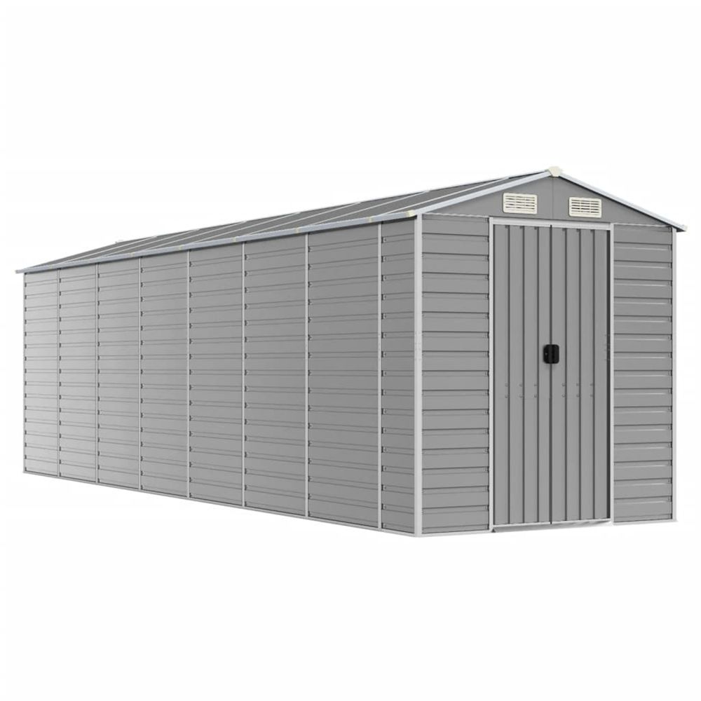 Abri de jardin gris clair 191 x 640 x 198 cm en acier galvanisé