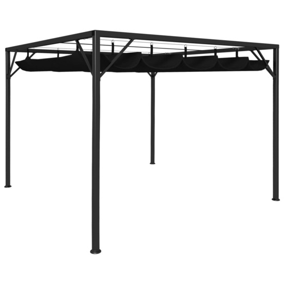 Chapiteau de jardin avec auvent rétractable 3x3 m anthracite