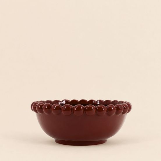 Coupe décorative en céramique à perles bordeaux 26cm