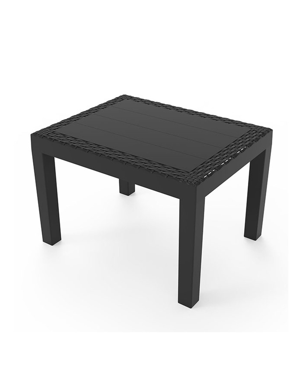 Table d'appoint effet rotin 59 × 46 × 40 cm anthracite - ipae progarden