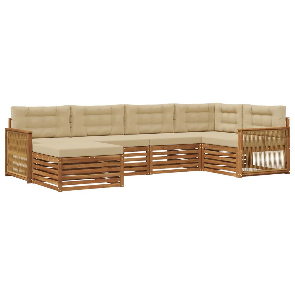 Ensemble de canapés d'extérieur 6 pc naturel et beige
