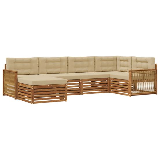 Ensemble de canapés d'extérieur 6 pc naturel et beige
