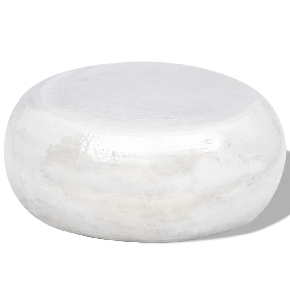 Table basse martelée en aluminium argenté