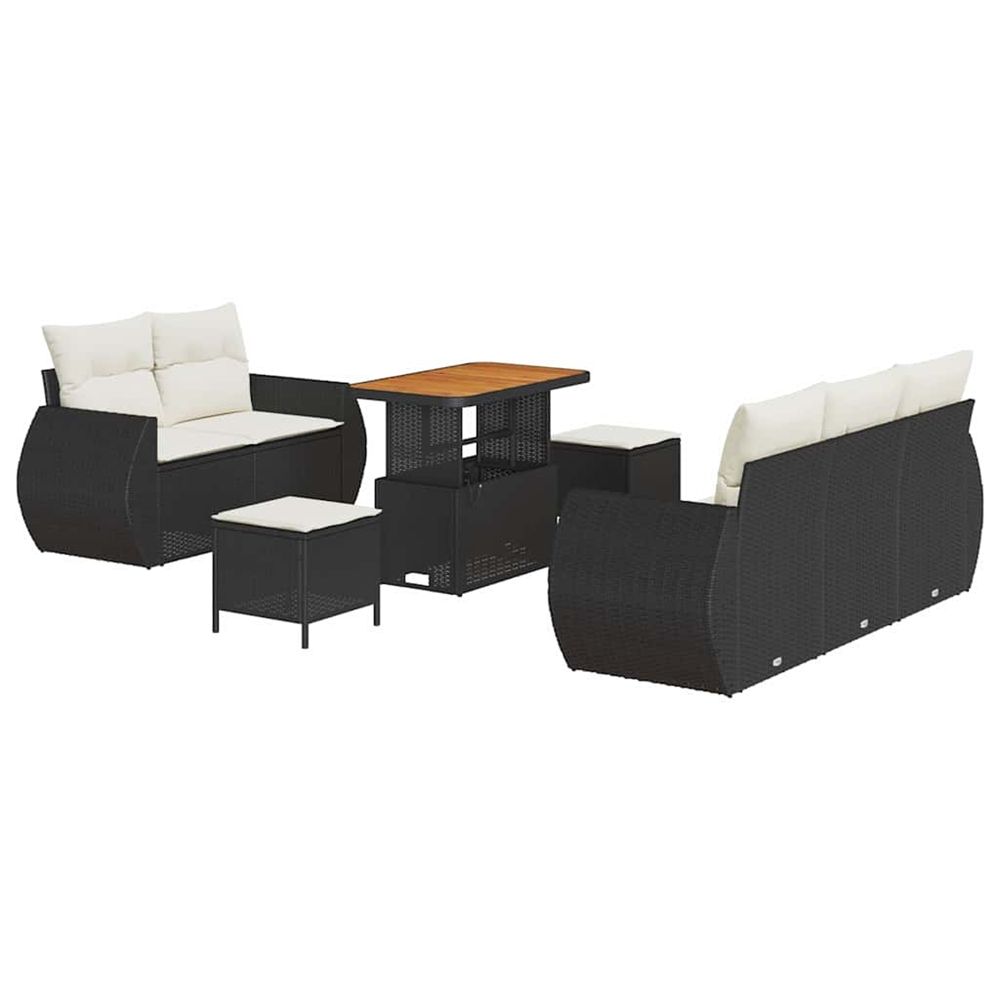 Ensemble de canapé de jardin 8 pc noir polyrotin