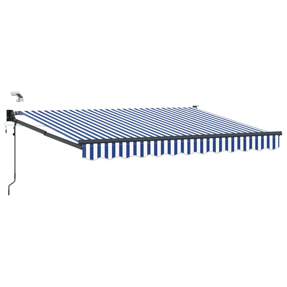 Auvent rétractable électrique bleu et blanc 2,5 x 2 m