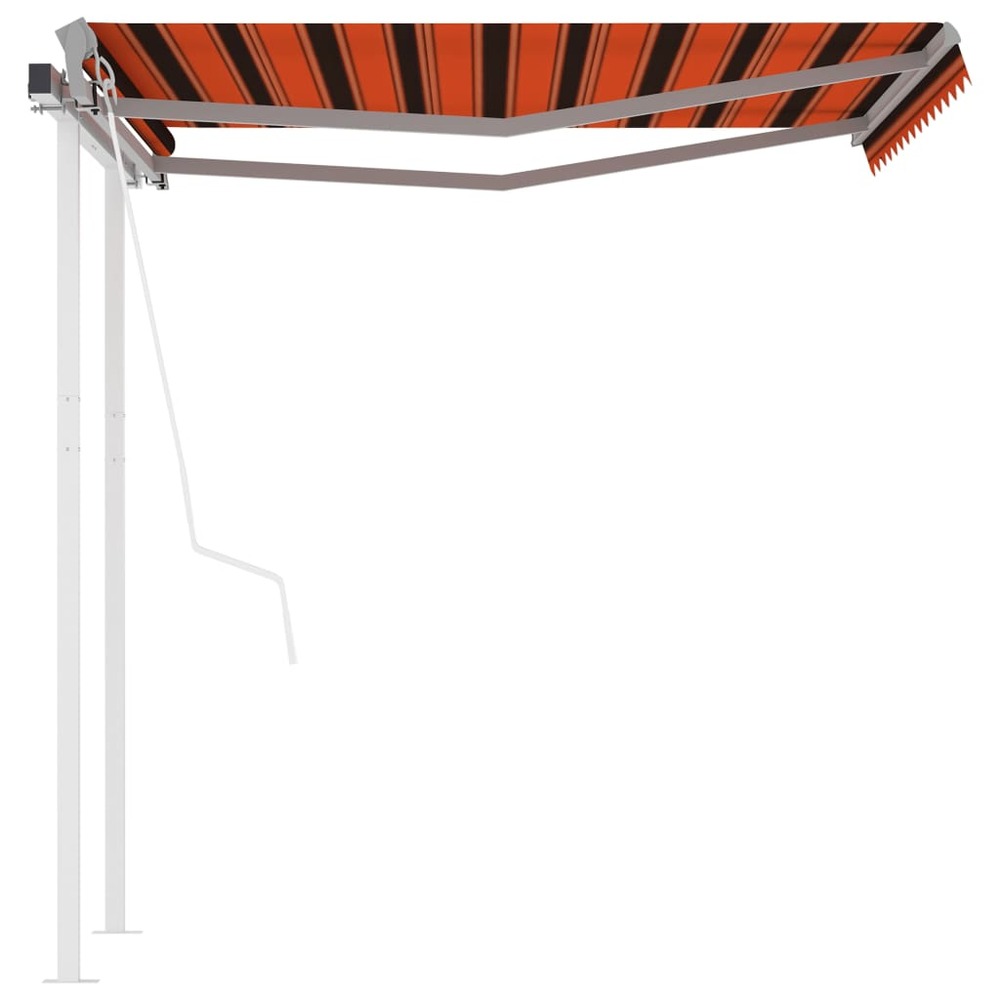 Auvent rétractable automatique et poteaux 3x2,5 m orange marron