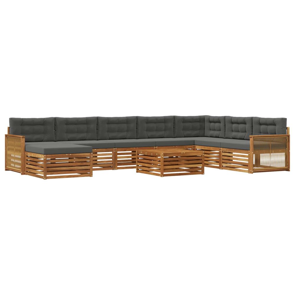 Ensemble de canapés d'extérieur 9 pc naturel et anthracite