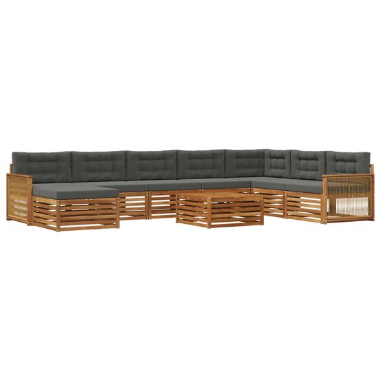 Ensemble de canapés d'extérieur 9 pc naturel et anthracite