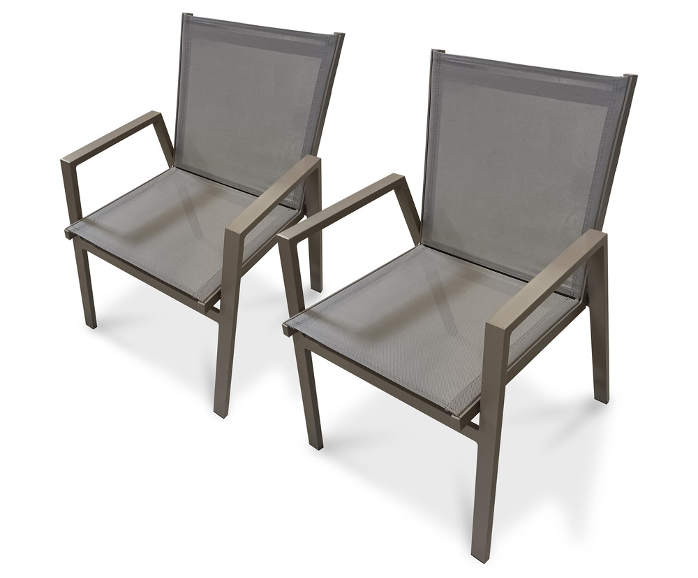 Lot de 2 fauteuils de jardin floride aluminium et textilène quartz
