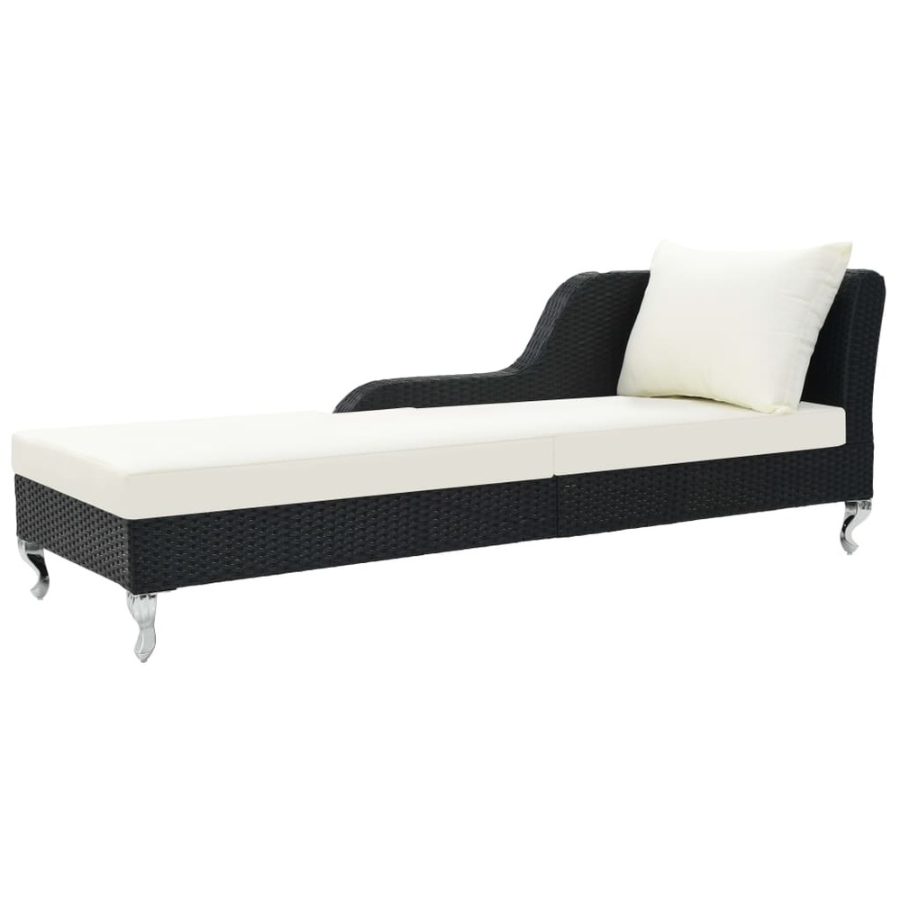 Chaise longue avec coussin résine tressée noir