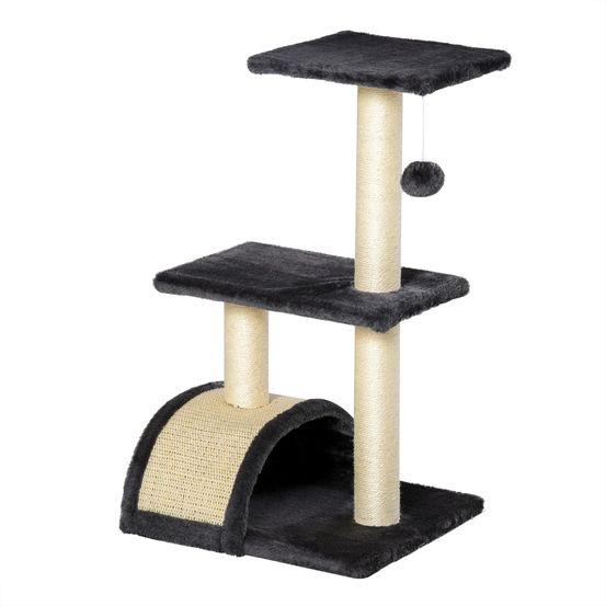 Arbre à chat tapis arc griffoir pour chats moyens grimper jouer 72cm gris