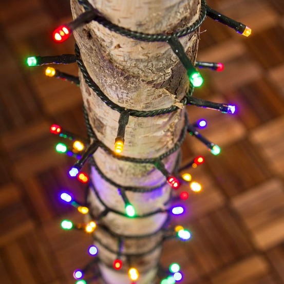 Guirlande multicolore 20m 500 led câble vert 8 modes mémoire 31v ip44 lotti