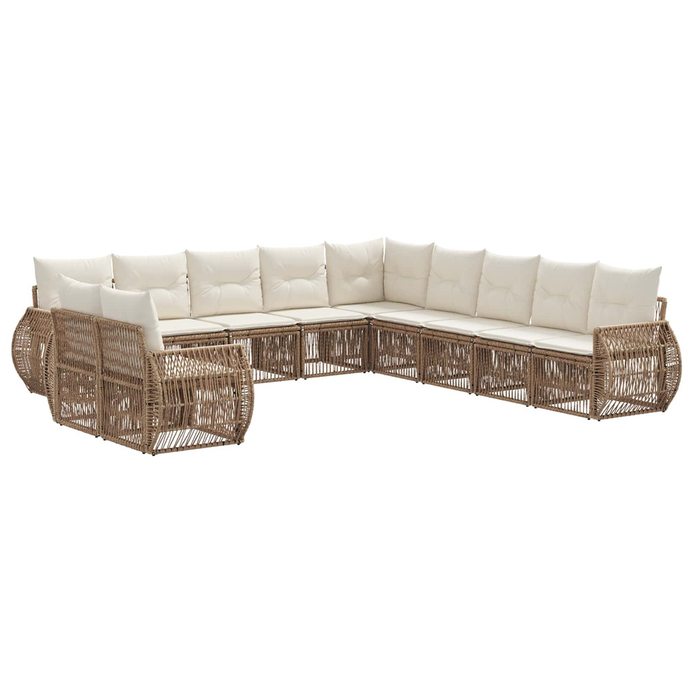 Ensemble de canapé de jardin 11 pcs beige et blanc crème
