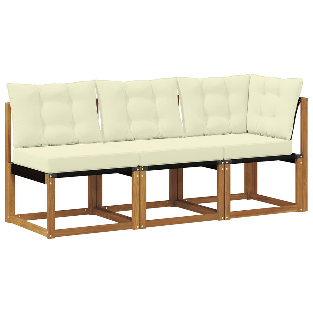 Canapé d’extérieur milieu et coin avec coussin 3 pièce naturel