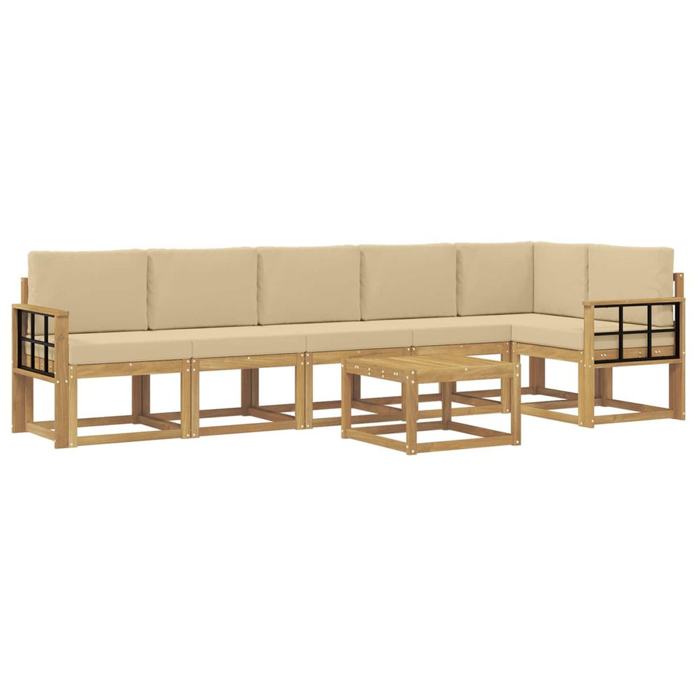 Ensemble de canapés d'extérieur 7 pc blanc et beige polyester