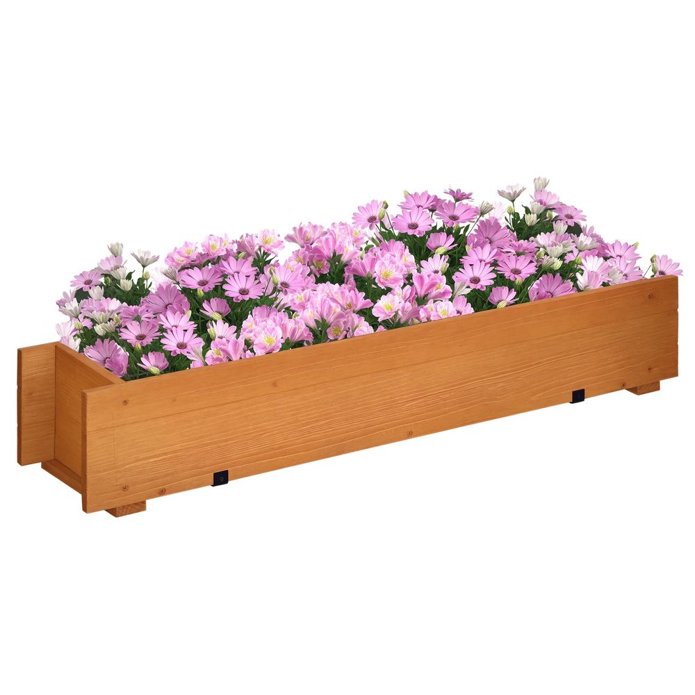 Jardinière balcon suspendue bois pin extérieur décoration florale 91x18x16cm marron