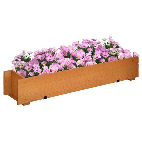 Jardinière balcon suspendue bois pin extérieur décoration florale 91x18x16cm marron