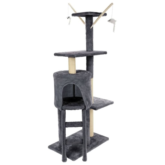 Tour à gratter pour chats 45x30x110 cm gris