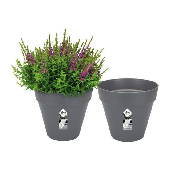 Elho lot de 2 pots de fleur rond loft urban - 19 l - ø 28.5 x h 26 cm - noir