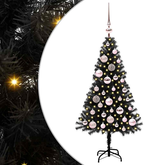 Sapin de noël avec 150 led avec support noir 120 cm pvc
