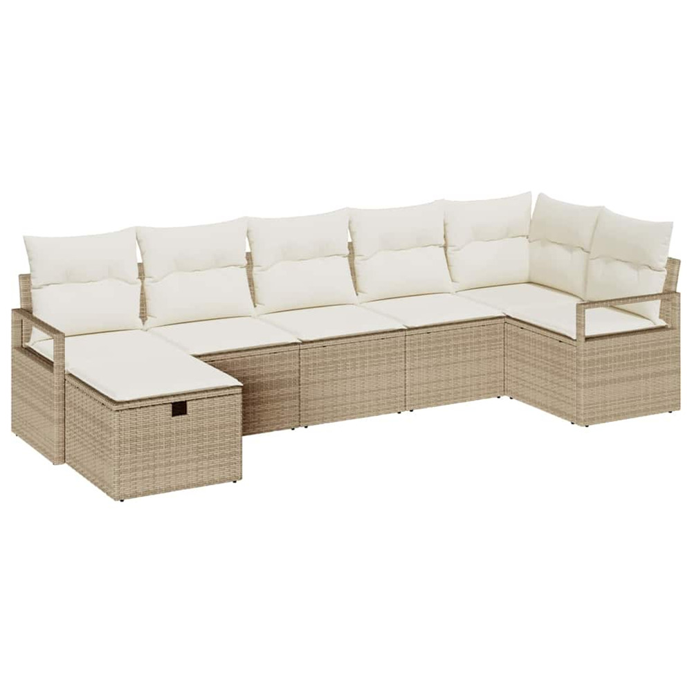 Ensemble de canapés avec coussin 7 pcs beige et crème polyrotin