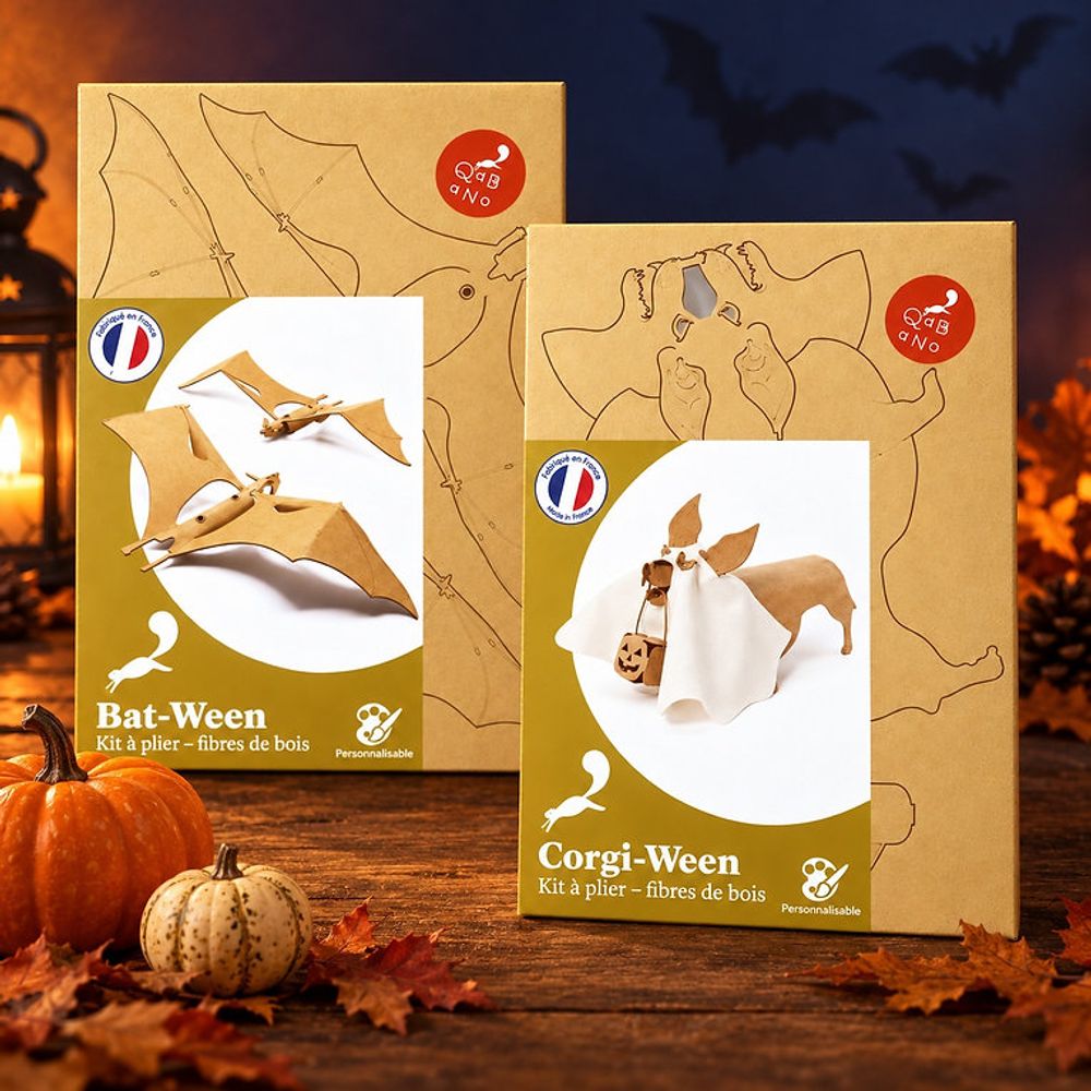 Lot de 2 kits en bois à personnaliser - préparer halloween ensemble