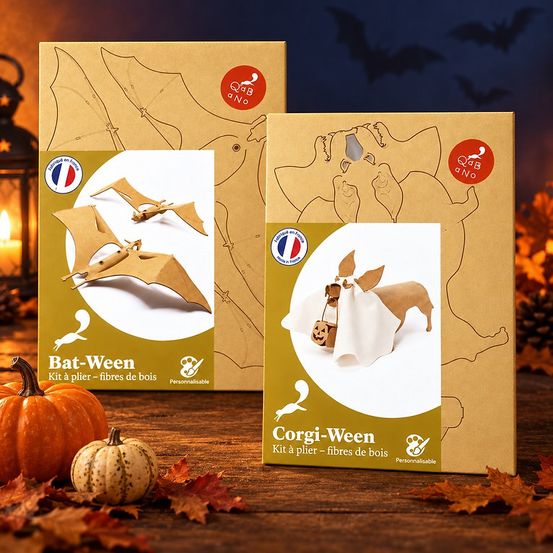 Lot de 2 kits en bois à personnaliser - préparer halloween ensemble