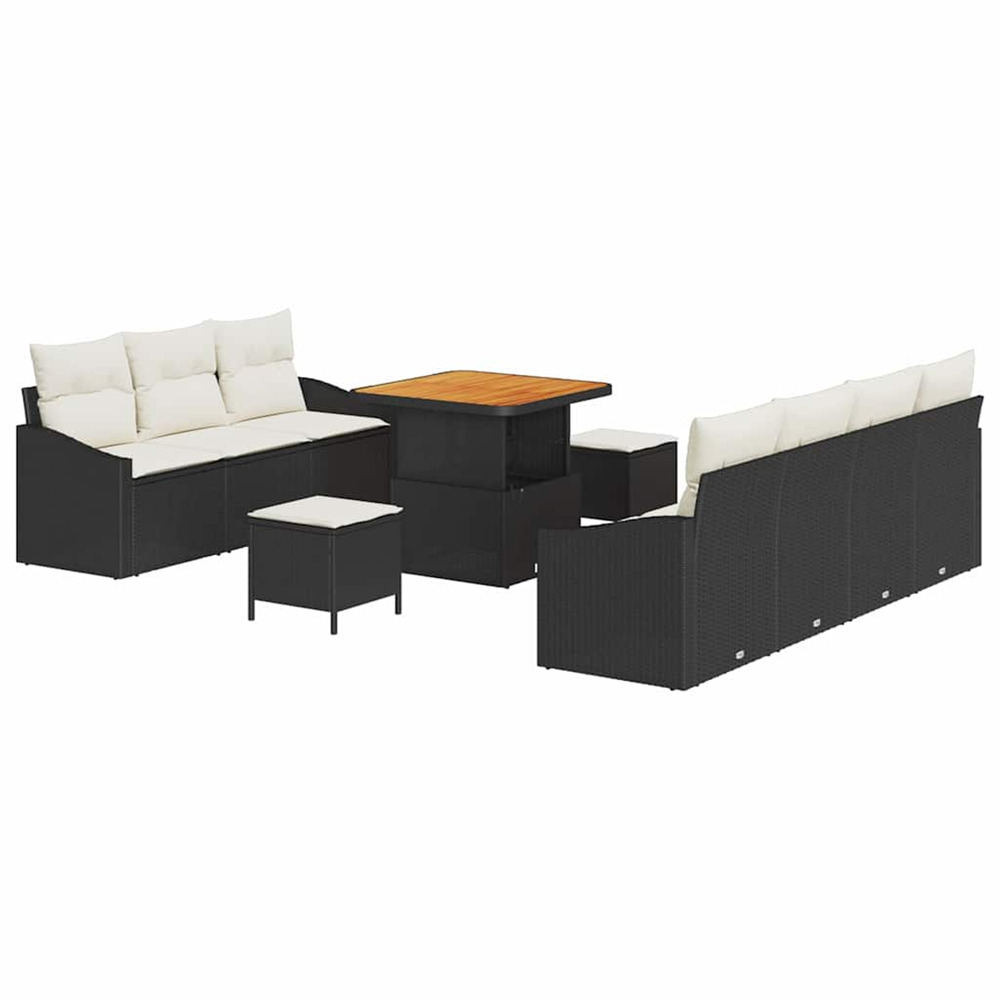 Ensemble de canapé de jardin avec coussin 10 pcs noir et crème