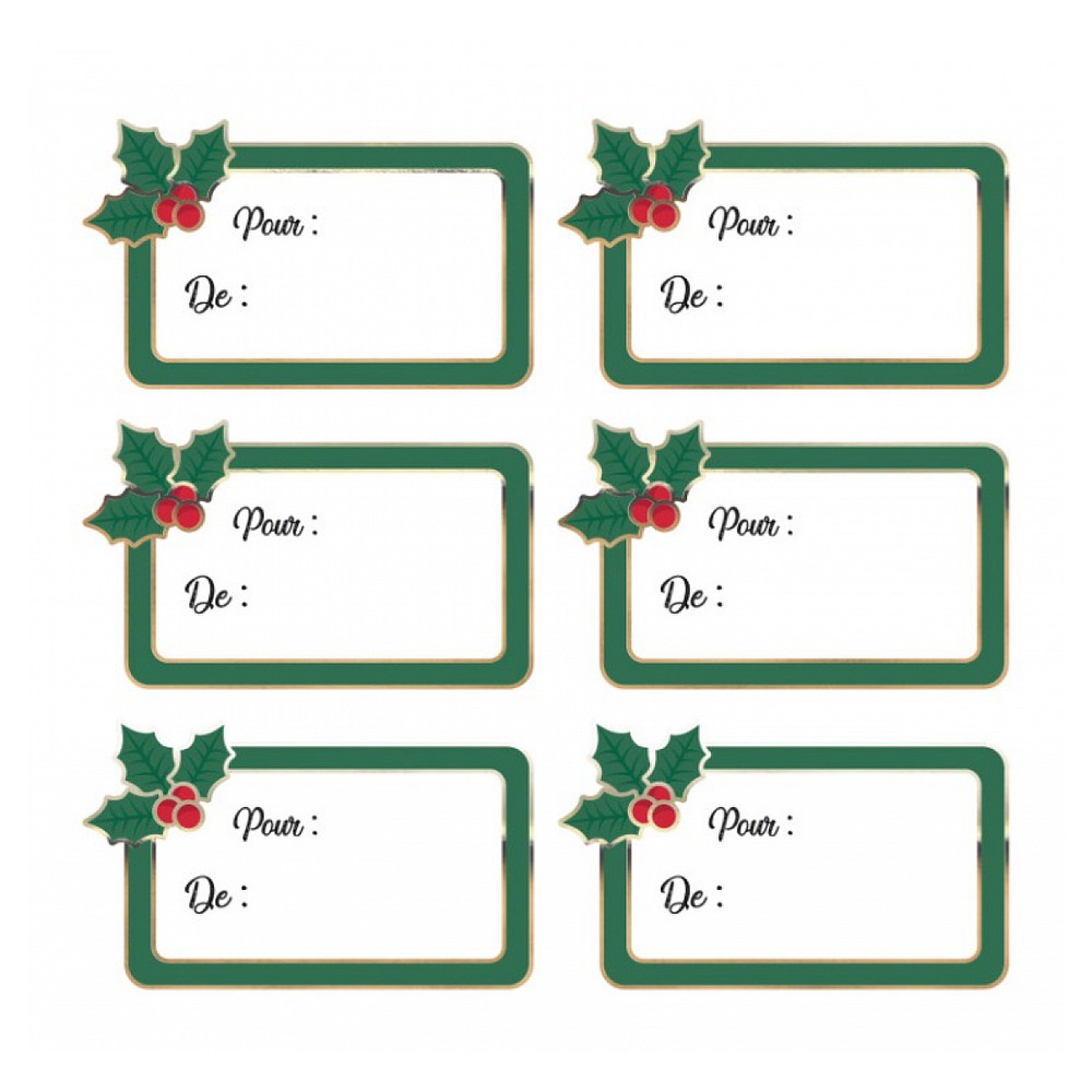 Mes 12 petites etiquettes adhesives houx de noel