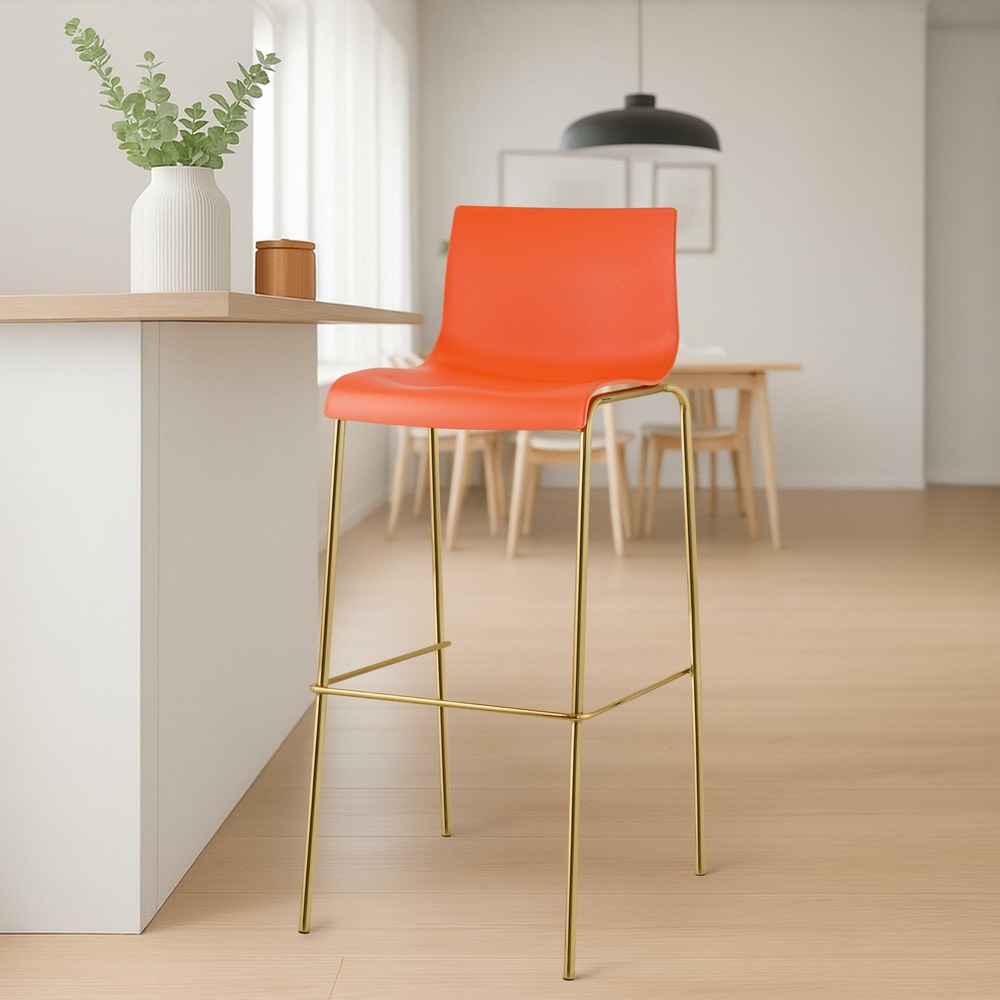 Tabouret de bar hoover plastique 4 pieds doré