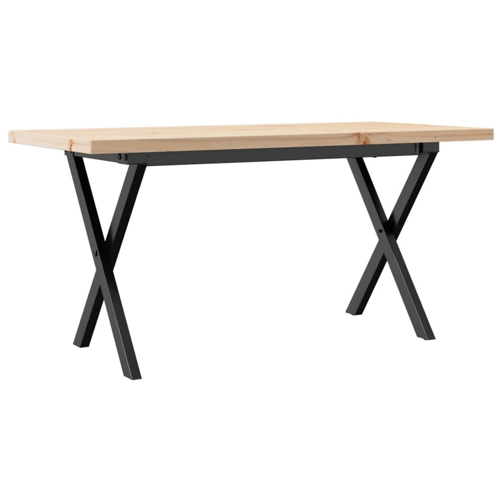 Table basse cadre en x 90x40x45,5cm bois de pin massif et acier