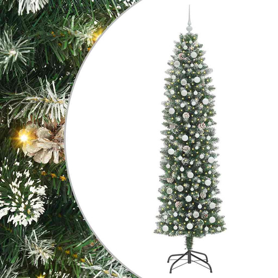 Arbre de noël artificiel slim avec 300 led vert et blanc 240 cm
