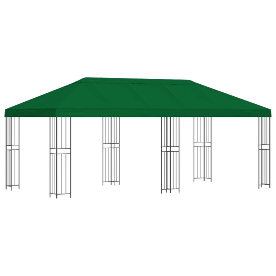 Gazebo avec murs latéraux 6 x 3 m vert polyester et acier 190