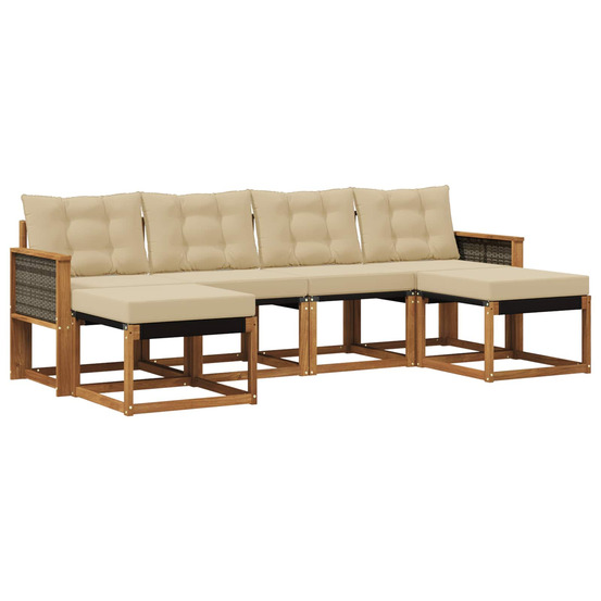 Ensemble de canapés d'extérieur 6 pcs naturel et beige