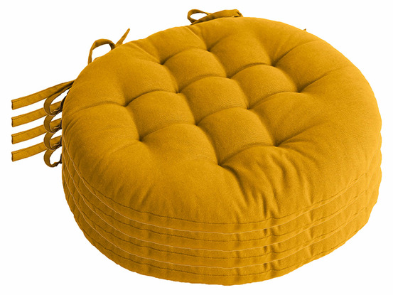 Lot de 4 galettes piquées ronde panama moutarde ø 38 cm