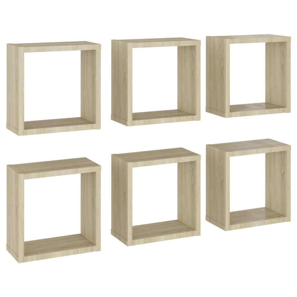 Étagères cube murales 6 pcs chêne sonoma 30x15x30 cm