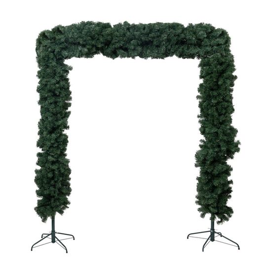 Arche de sapin de noël vert avec 2 pieds en métal vert 150 x 30 x h 240 cm