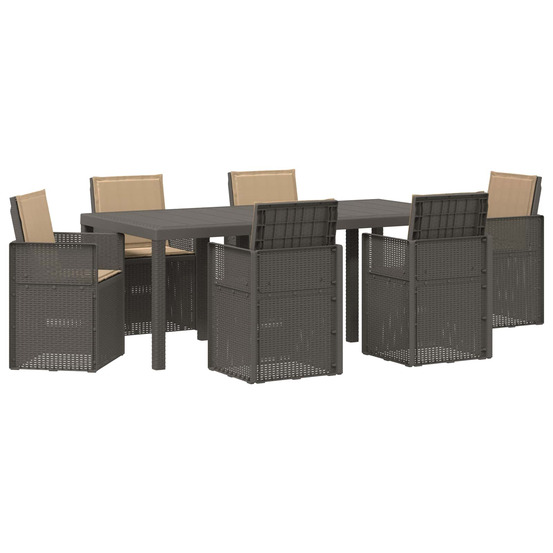 Ensemble de salle à manger pour jardin avec coussin 7 pcs pp
