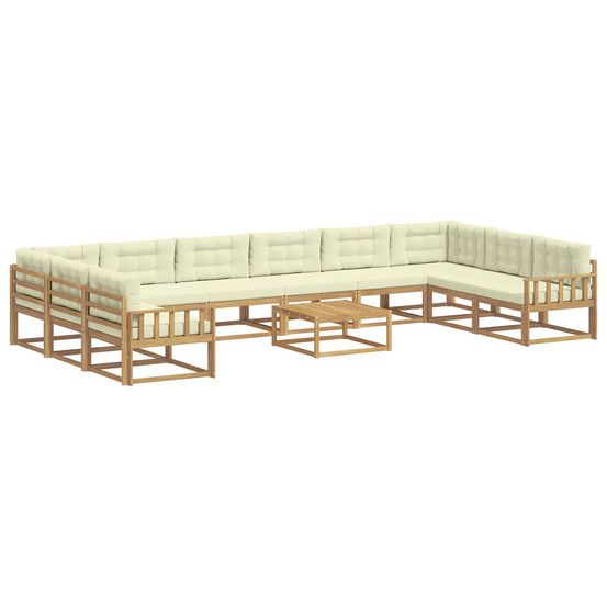 Ensemble de canapés d'extérieur 11 pc blanc et crème